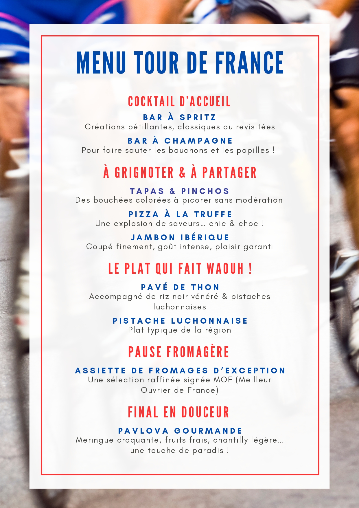 Menu Tour de France La Plète