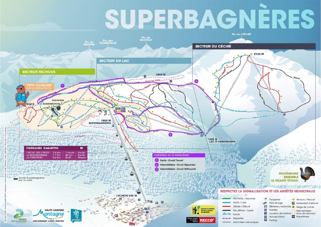 Plan de pistes Superbagnères 21-22